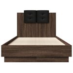 vidaXL Cadre de lit avec LED sans matelas chêne marron 90x190 cm