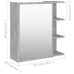 vidaXL Armoire à miroir de salle de bain Gris béton Bois d’ingénierie