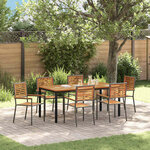 vidaXL Ensemble de salle à manger de jardin 7 pièces en gris en poly rotin acacia