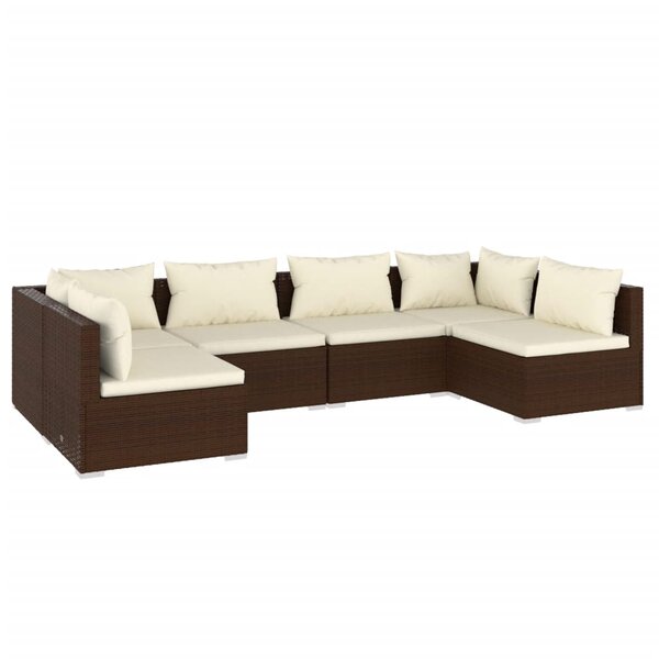 vidaXL Salon de jardin 6 Pièces avec coussins Résine tressée Marron