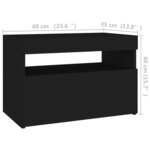 vidaXL Table de chevet avec lumières LED noir 60x35x40 cm