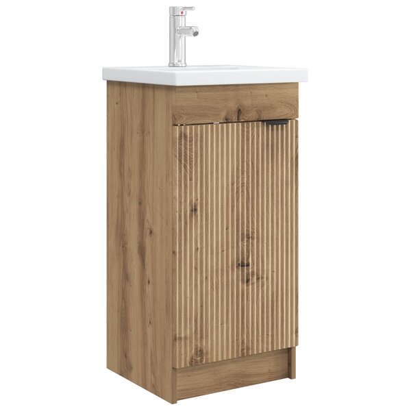 vidaXL Meuble de salle de bain avec évier Chêne artisanal