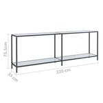 vidaXL Table console Blanc 220x35x75 5 cm Verre trempé