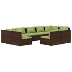 vidaXL Salon de jardin 9 Pièces avec coussins Marron Résine tressée