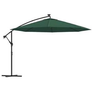 vidaXL Parasol en porte-à-feux et poteau métallique 350 cm Vert
