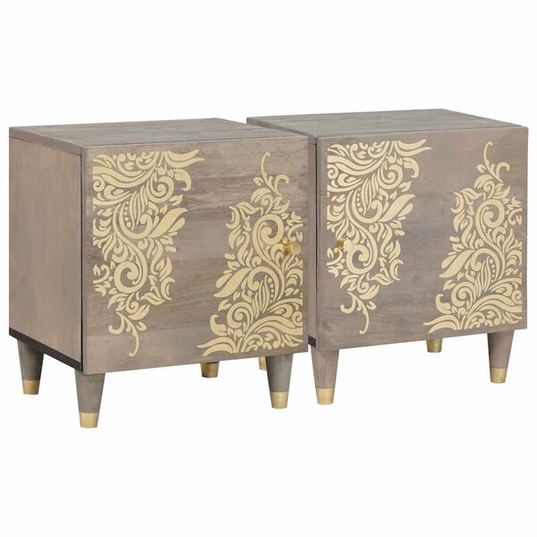 vidaXL Cabinet de chevet 2 Pièces Gris 40 x 33 x 46 cm