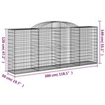 vidaXL Paniers à gabions arqués 7 Pièces 300x50x120/140 cm fer galvanisé