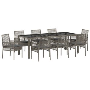 vidaXL Ensemble de salle à manger pour jardin 9 Pièces Gris