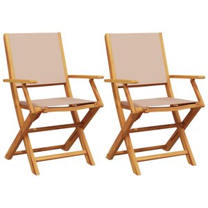 vidaXL Chaises de jardin lot de 2 taupe bois d'acacia massif et tissu