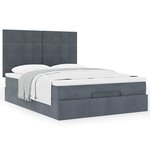 vidaXL Cadre de lit ottoman avec matelas gris foncé 140x200 cm velours