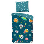 Good Morning Housse de couette enfant SPACY 100x135 cm Bleu pétrole