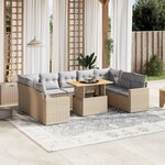 vidaXL Salon de jardin avec coussins 10 Pièces beige résine tressée