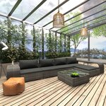 Vidaxl salon de jardin 8 pièces avec coussins résine tressée gris