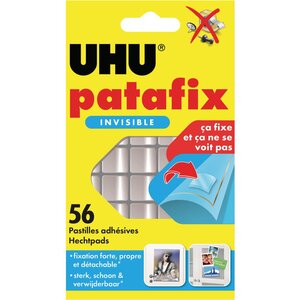 Pastilles adhésives Patafix double-face invisibles détachables, réutilisables, transparentes. (blister 56 unités)