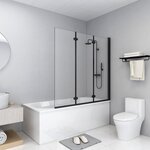 vidaXL Cabine de douche pliable 3 panneaux ESG 130x138 cm Noir