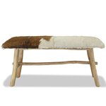 Banc banquette 100 x 30 x 45 cm cuir véritable teck 02_0021262