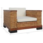 vidaXL Fauteuil avec coussins Marron Rotin naturel