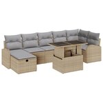 Canapé de jardin 8 pièces avec coussins beige rotin