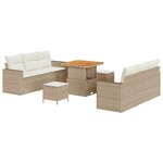 vidaXL Ensemble de canapé de jardin 9 Pièces Beige polyrotin
