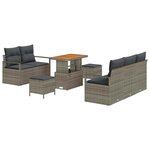 vidaXL Ensemble de canapé de jardin avec coussin 8 Pièces Gris Poly rotin