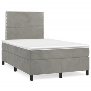 vidaXL Sommier à lattes de lit et matelas Gris clair 120x200cm Velours