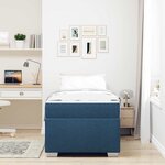 vidaXL Cadre de lit avec matelas Bleu 90 x 190 cm tissu