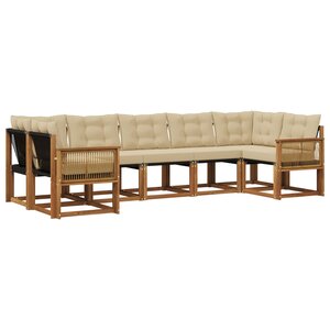 vidaXL Ensemble de canapés d'extérieur 7 pc Naturel et Beige