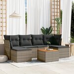 vidaXL Salon de jardin avec coussins 7 Pièces gris résine tressée
