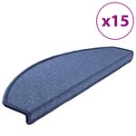 vidaXL Tapis d'escalier 15 Pièces Bleu 65x24x4 cm