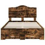 vidaXL Cadre de lit Chêne fumé 135 x 190 cm Bois d'ingénierie