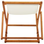 vidaXL Chaise pliable de plage bois d'eucalyptus et tissu blanc crème
