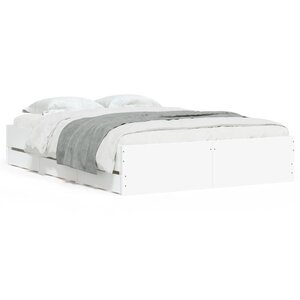 vidaXL Cadre de lit avec tiroirs sans matelas blanc 135x190 cm