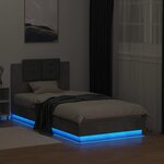 vidaXL Cadre de lit avec LED sans matelas gris béton 90x190 cm
