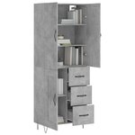 vidaXL Buffet haut Gris béton 69 5x34x180 cm Bois d'ingénierie