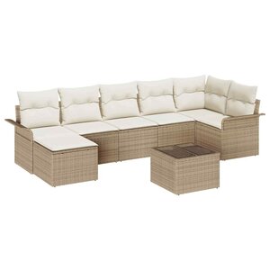 vidaXL Ensemble de canapé de jardin 8 Pièces Beige Poly rotin