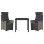 vidaXL Ensemble de salle à manger pour jardin 3 Pièces Gris polyrotin