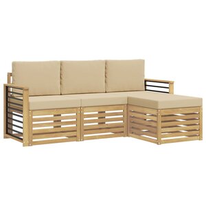 vidaXL Ensemble de canapés d'extérieur 4 pc Blanc et Beige Polyester