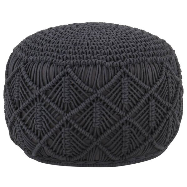 vidaXL Pouf fait à la main en macramé Anthracite 45x30 cm Coton
