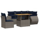 vidaXL Salon de jardin 6 Pièces avec coussins gris résine tressée