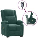 vidaXL Fauteuil de massage Vert foncé Velours