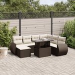 vidaXL Salon de jardin 8 Pièces avec coussins marron résine tressée