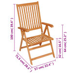 vidaXL Chaises inclinables de jardin lot de 8 Bois de teck solide