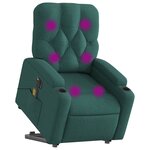 vidaXL Fauteuil inclinable de massage électrique Vert foncé Tissu