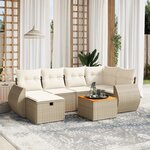 vidaXL Salon de jardin avec coussins 7 Pièces beige résine tressée