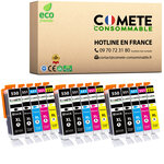 550 551 XL - 15 Cartouches d'encre Compatibles avec Canon PGI-550 CLI-551 / 550XL 551XL - COMETE