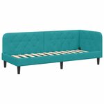 vidaXL Cadre de lit d'angle Turquoise 80 x 200 cm Velours