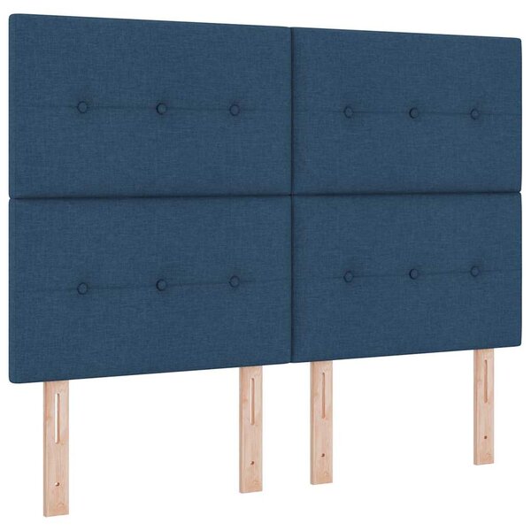 vidaXL Lit à ressort LED avec matelas Bleu 140 x 200 cm tissu