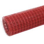 vidaXL Grillage Acier avec revêtement en PVC 25x1 5 m Rouge