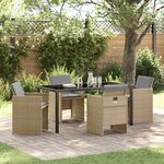 vidaXL Ensemble de salle à manger pour jardin 5 Pièces Beige Poly rotin