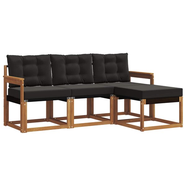 vidaXL Ensemble de canapés d'extérieur 4 pc Naturel et Noir